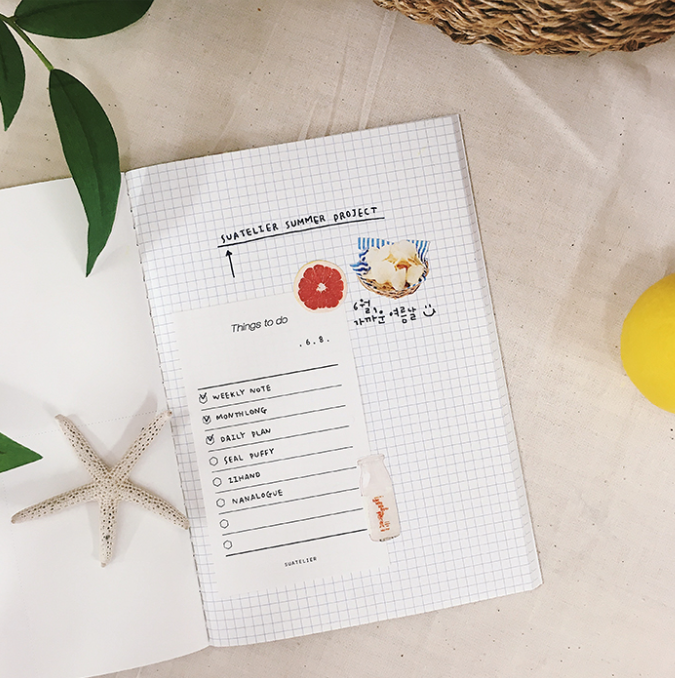 Suatelier Note - Agenda semanal blanca